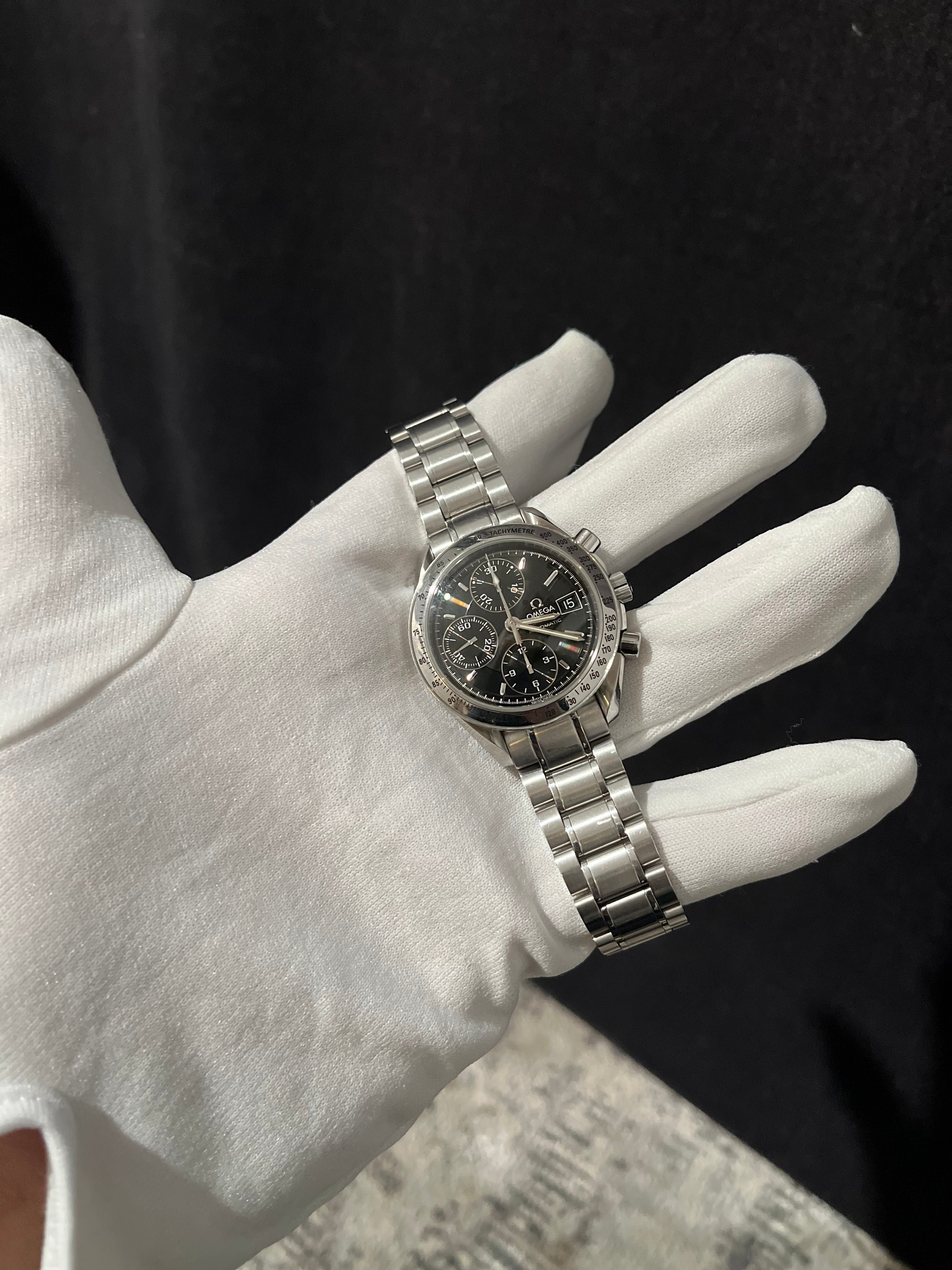 Speedmaster automatisk datum ref 3513.50.00 svart urtavla stålklocka - 39 mm (ur produktion)