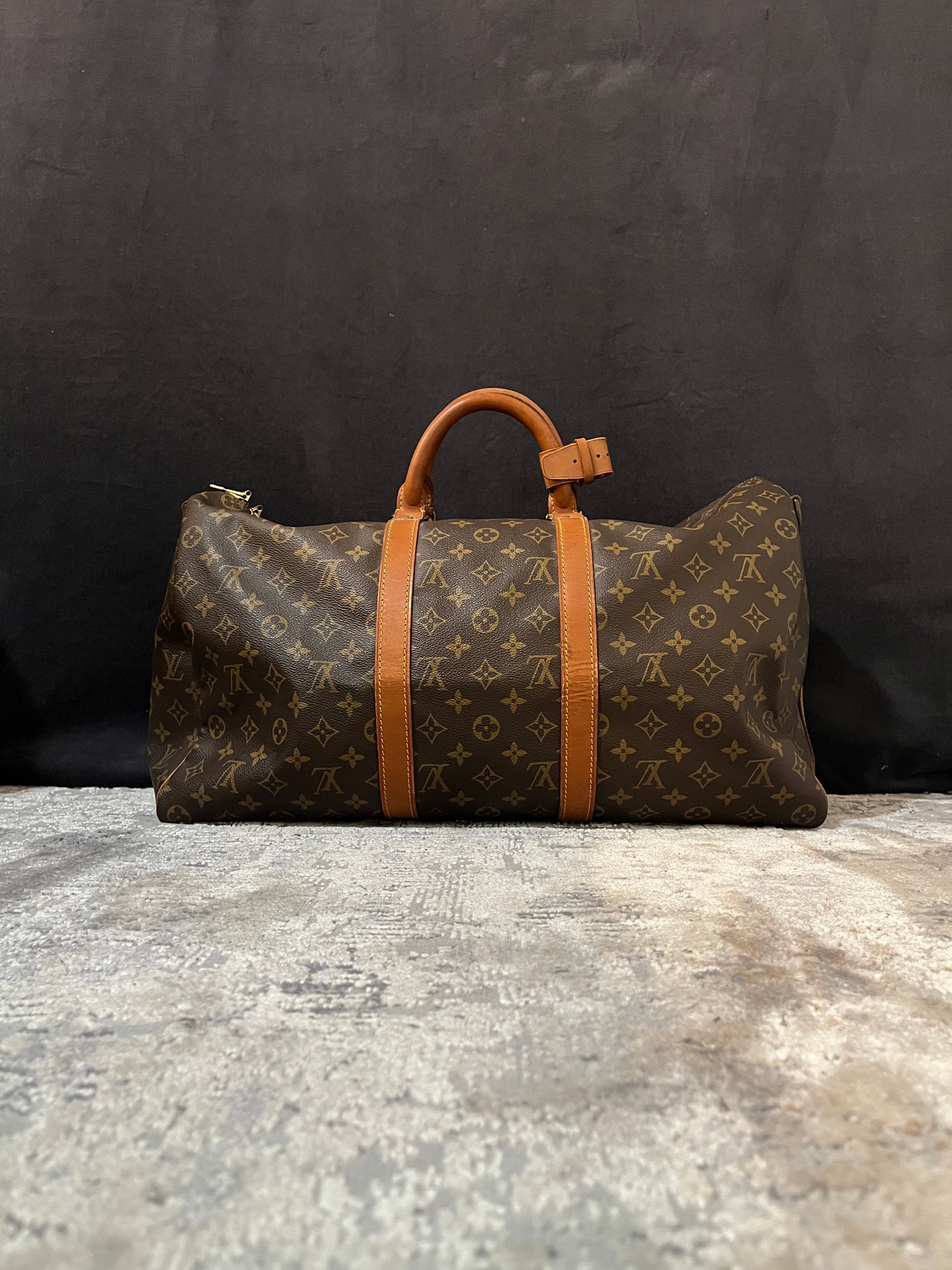 Vintage Keepall Bandouliére 50 monogram brun canvas väska (rek. 26,600 kr)