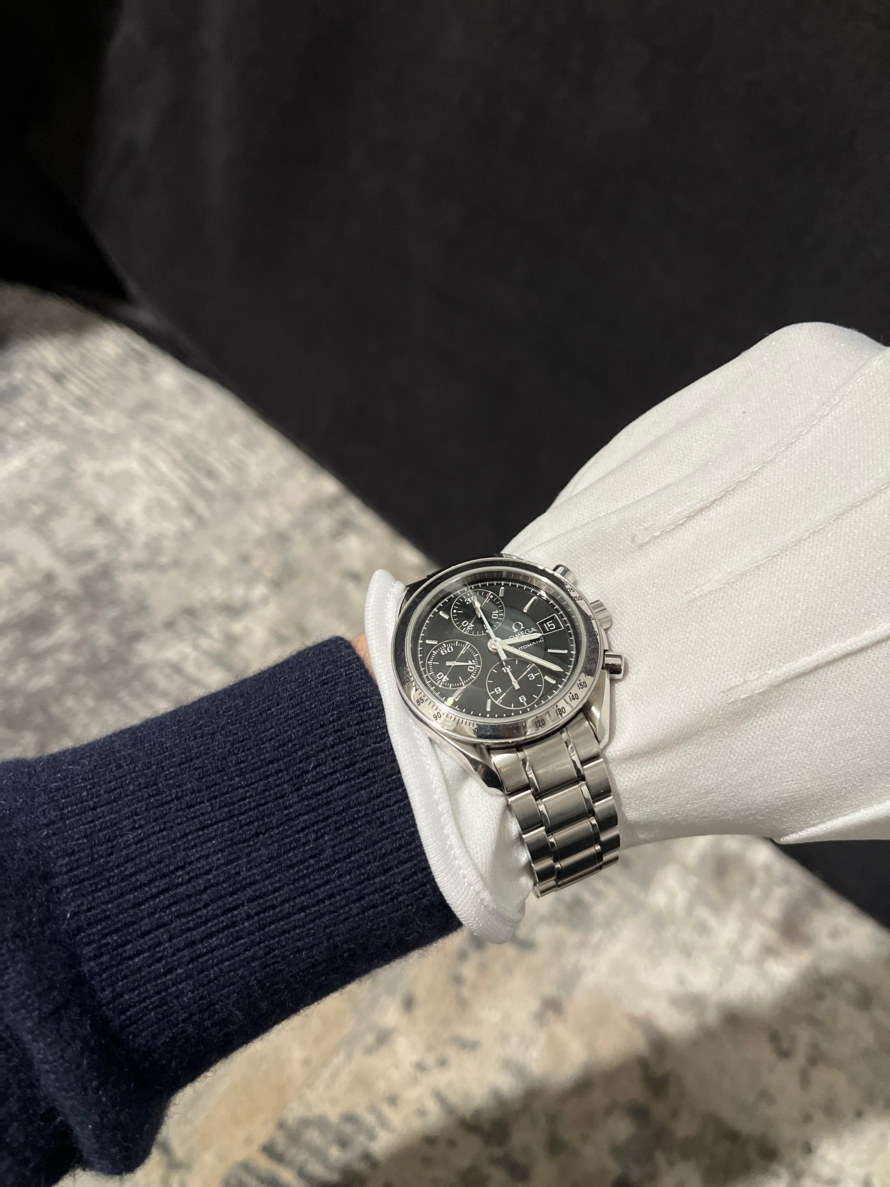Speedmaster automatisk datum ref 3513.50.00 svart urtavla stålklocka - 39 mm (ur produktion)