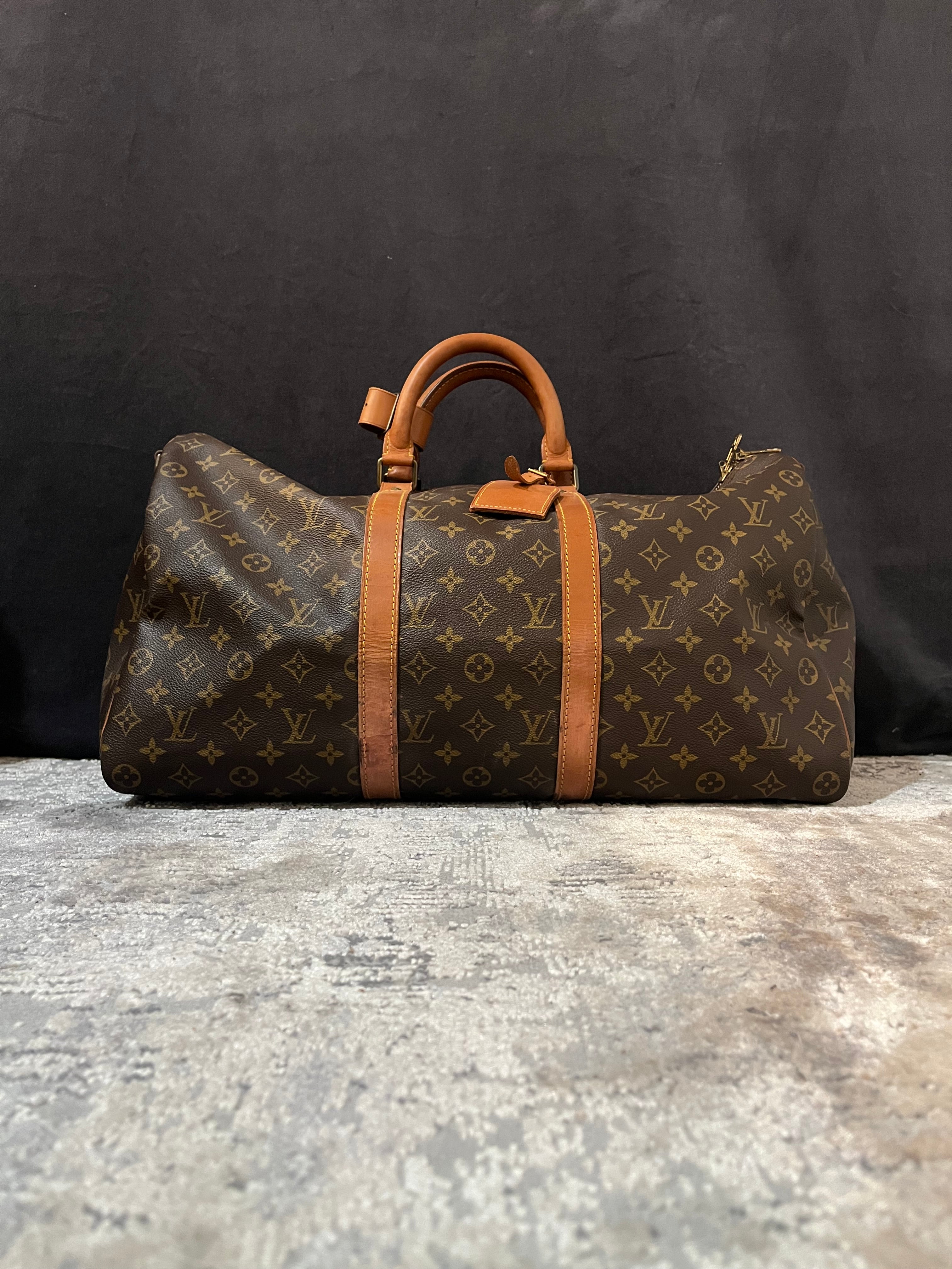 Vintage Keepall Bandouliére 50 monogram brun canvas väska (rek. 26,600 kr)