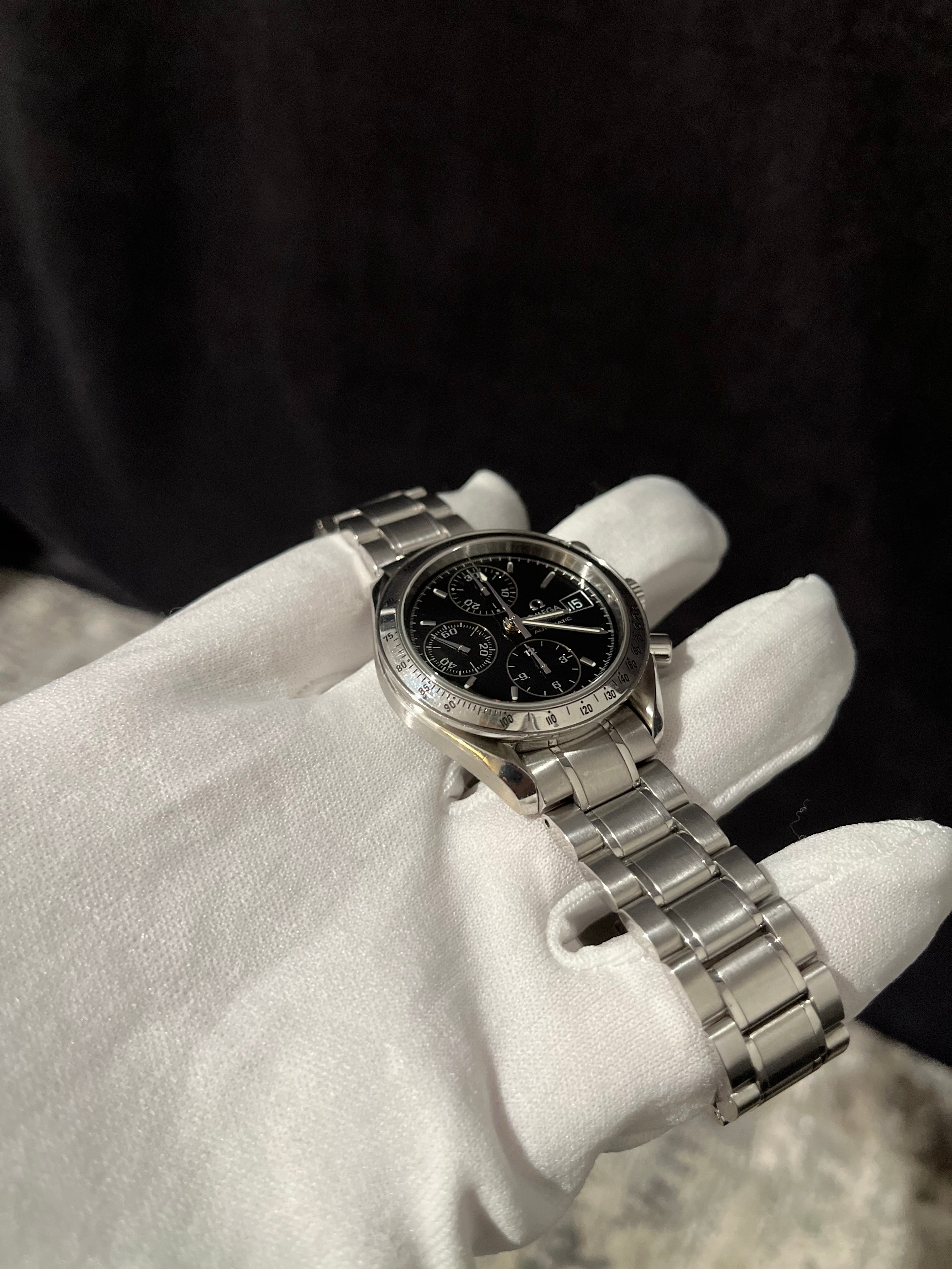 Speedmaster automatisk datum ref 3513.50.00 svart urtavla stålklocka - 39 mm (ur produktion)